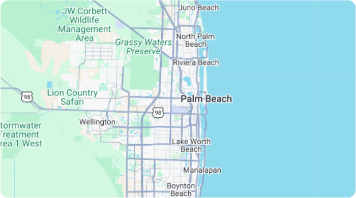 Map of the Palm Beach County service area